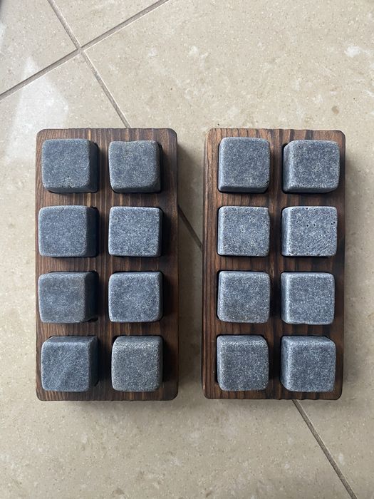NOWE kamienie do whisky stones rocks granit drewniane tacki 16szt