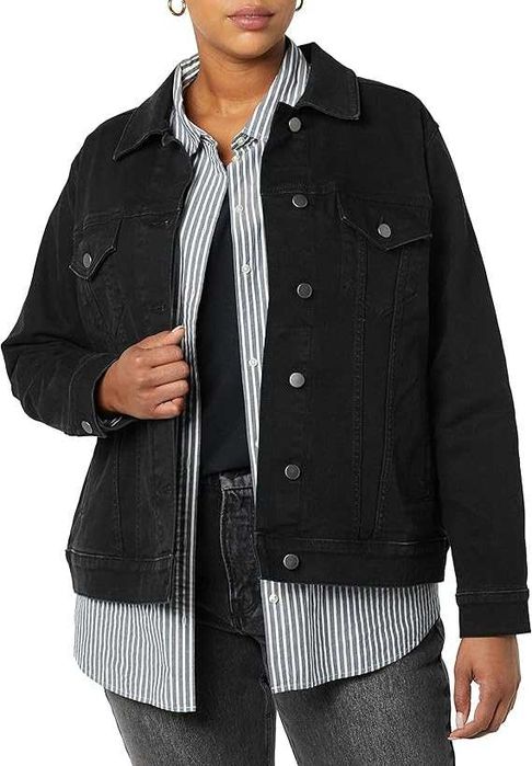 AMAZON ESSENTIALS Damska Kurtka Jeansowa Czarna 4XL Podwójne Szwy