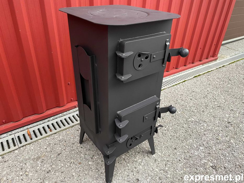Piec piecyk koza 9 cegieł ogrzewacz Rura kolanko łopatka blacha Rozpał