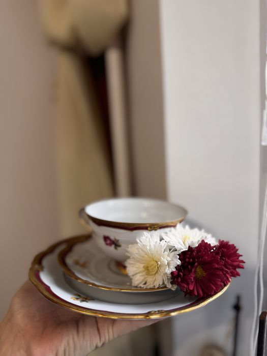 Вінтажна трійка, Німеччина. Чашка, блюдце, тарілка