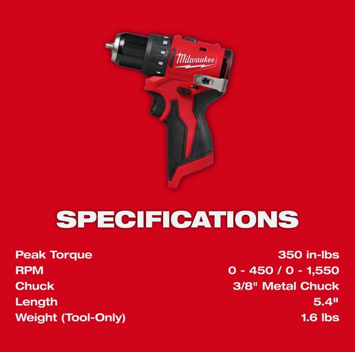 Набір безщіткових шуруповертів Milwaukee 3494-22 M12 Subcompact