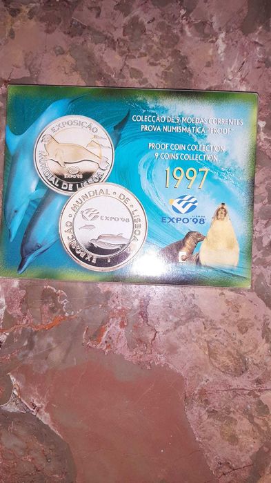 Coleção de 9 moedas Proof Expo 98