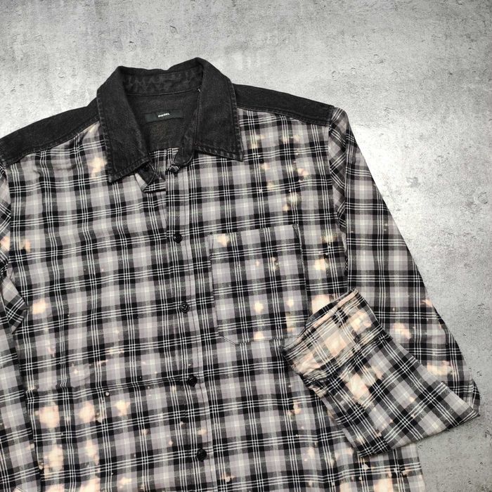 MĘSKA PREMIUM Koszula Designer Kratka Haft Logo Diesel Industry Jeans