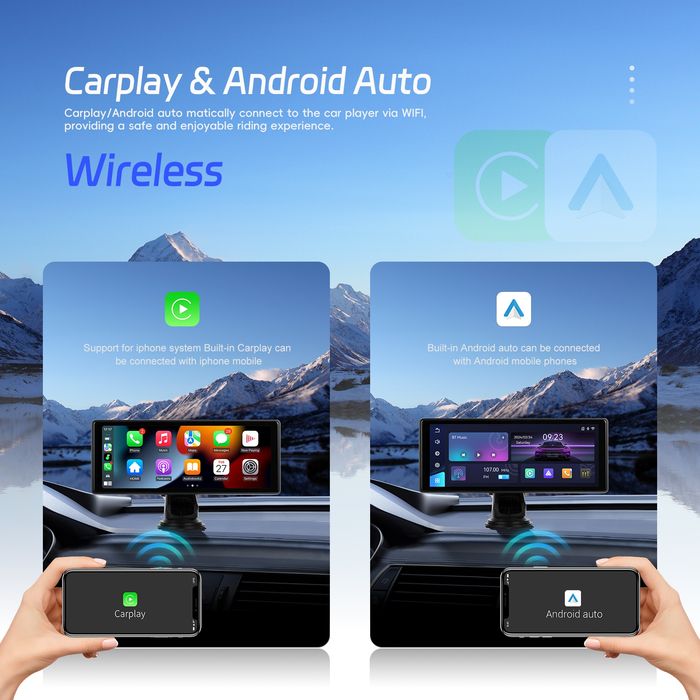 Rádio Portátil 10 polegadas CARPLAY Android auto GPS YouTube + Câmara