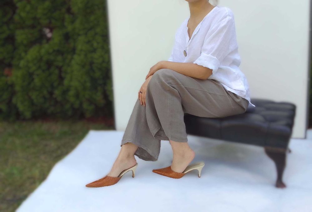 Lniany komplet szerokie spodnie koszula 100% len puro lino S M L uniwe