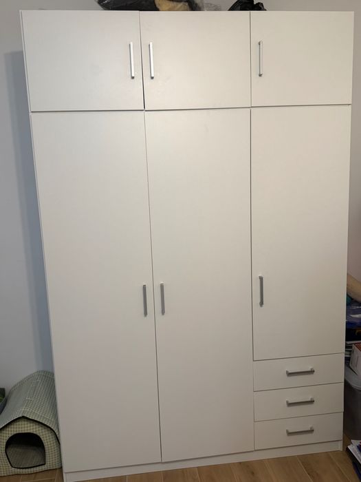 Szafa FANDRUP 145x176 3 drzwi 3 szuflady biały