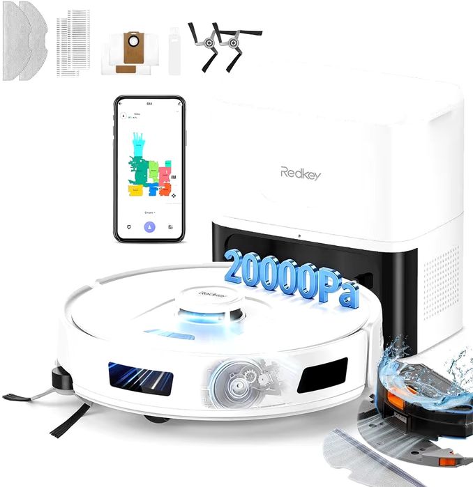Акумуляторний робот пилосос Redkey R11 LIDAR навігація, 3в 1,10000Pa