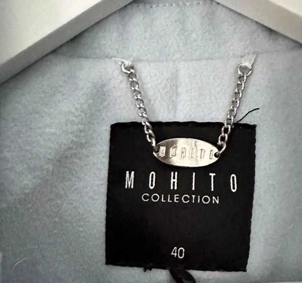 płaszcz Mohito L błękitny turkus damski kołnierz kieszenie