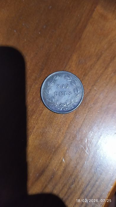 Moeda antiga Portugal 200 reis 1868