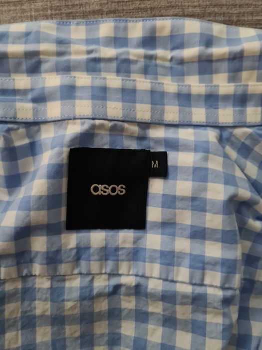 ASOS męska koszula w kratkę M biało- niebieska casual