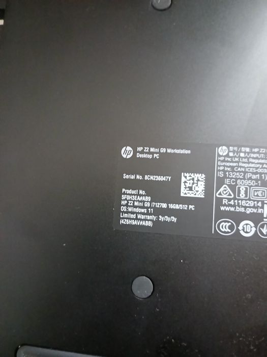 Worksation HP Z2 G9 Mini - Intel i7 12Th Gen