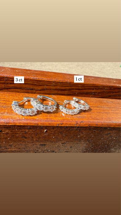 1 ct Сережки кольца с бриллиантами муассанитами серебро 925