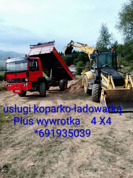 Usługi koparko-ładowarką+wywrotka  4×4