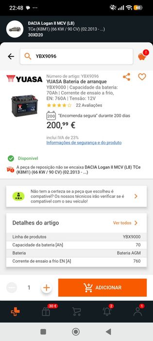 Bateria nova 9000