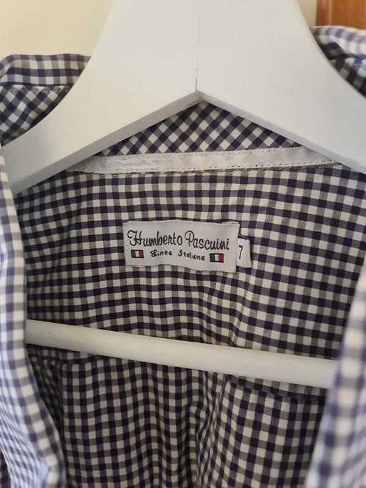 Camisa Italiana Cinza Slim Fit Tamanho L Manga Curta Humberto Pascuini