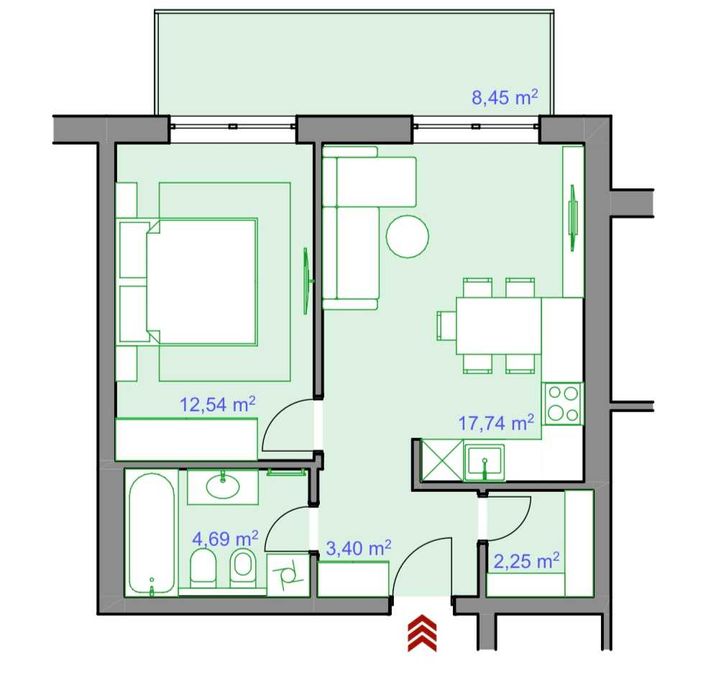 1-кімнатна квартира за адресою вул. Капеланська (площа 46 м²) - Atlanta.ua - фото 3