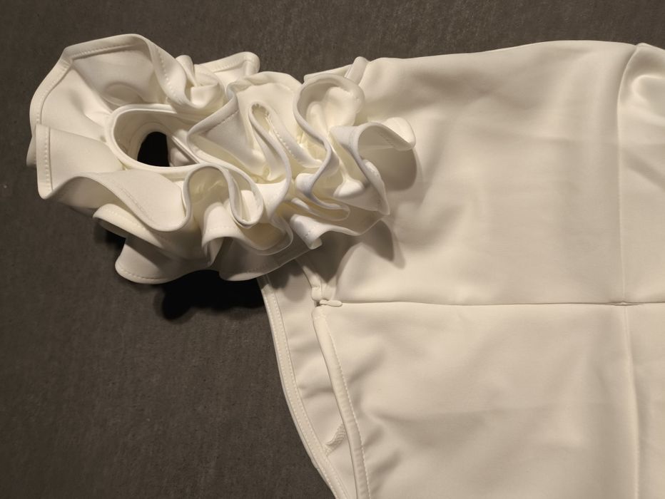 Biała suknia sukienka ślub cywilny długa jednoramienna