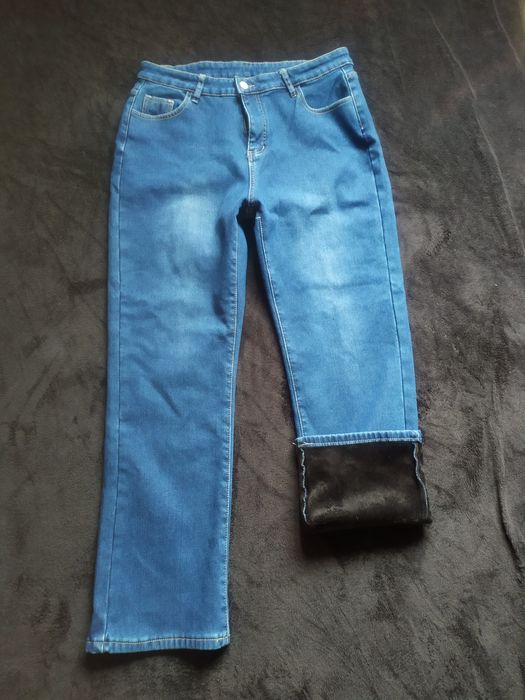 Теплі стретчеві джинси на меху, розмір L - XL