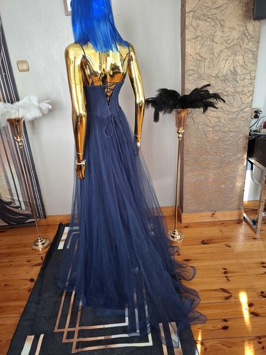 Suknia na studniówkę Princess Glossy Navy Gorset+tiul R40 Polski produ