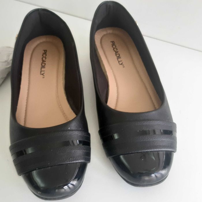 Sapatos Senhora Piccadilly Pretos 36 Salto 1cm Sola Borracha Como Novos