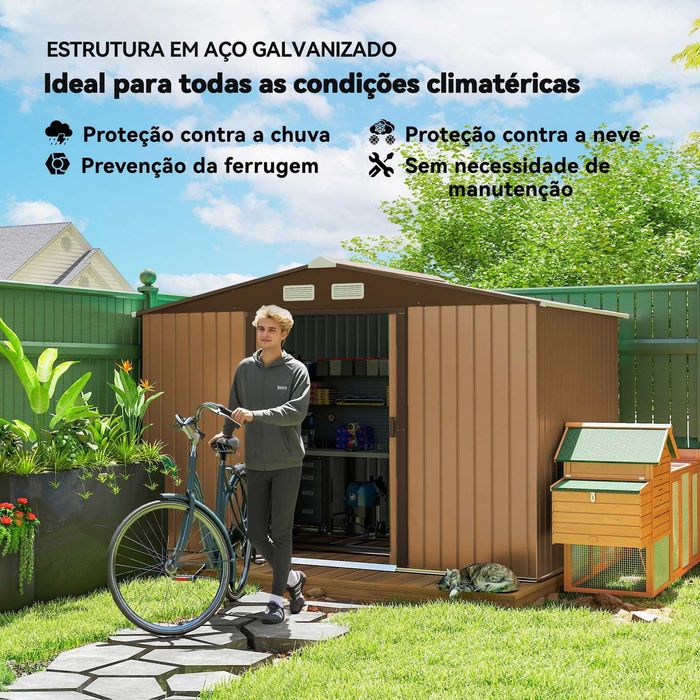 Abrigo exterior em aço galvanizado 277x195x192 cm