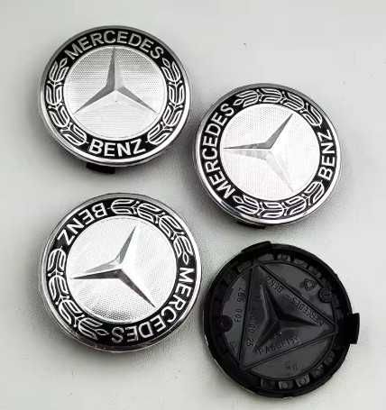 4 centros de jantes 75mm Mercedes Benz azul, preto, prateado Etc.