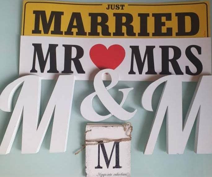 Wesele - tablice rejestracyjne , litery , girlanda