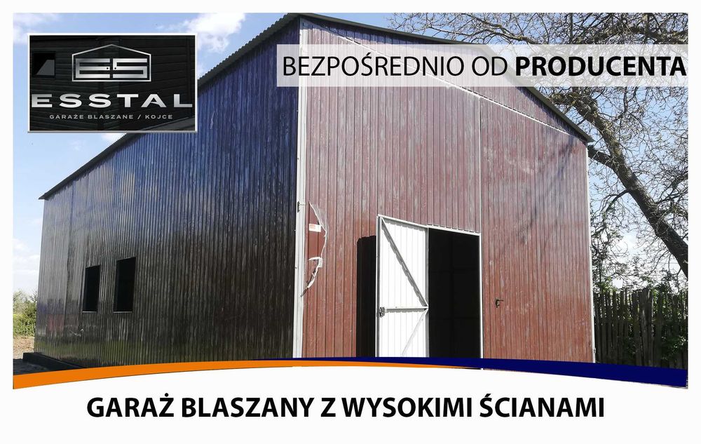 Garaż Blaszany WYSOKI /Wiata Rolnicza/Magazyn/Wiata Stalowa  - ESSTAL*