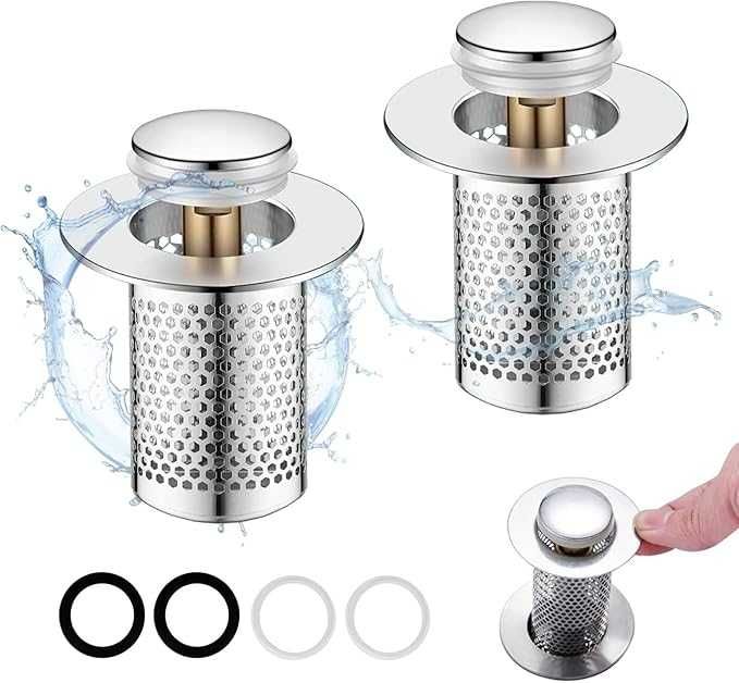 2 szt. KOREK spustowy DO UMYWALKI z filtrem ODPŁYWOWY DO ZLEWU 34-38MM