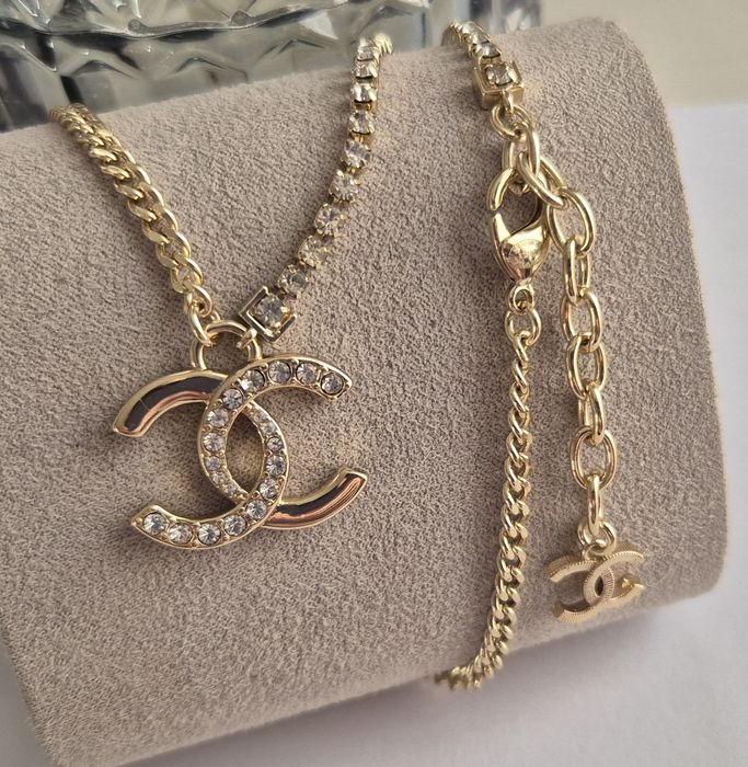 Złoty łańcuszek cc wybita pieczątka Cudo lv ysl