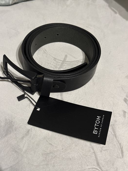 Skórzany nowy pasek 100cm z czarną klamrą