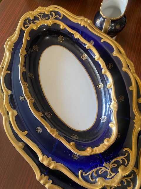 столово-чайний німецький сервіз, кобальт+ золото