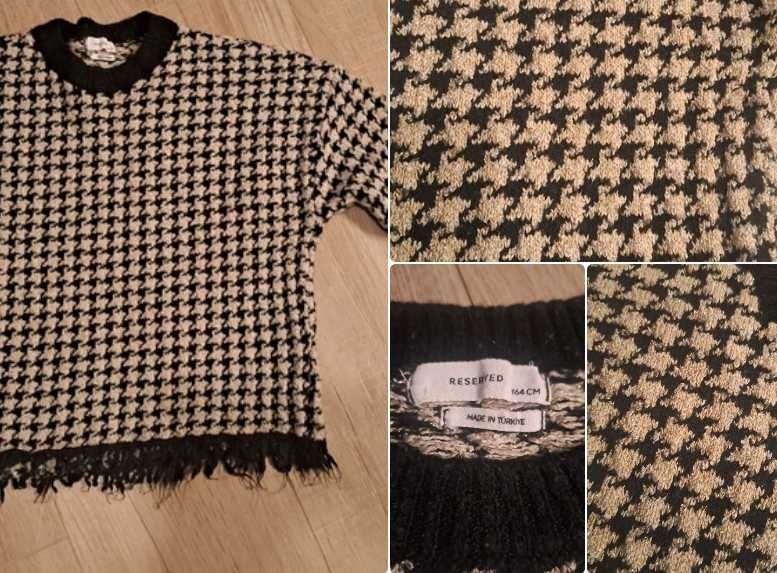 Sweter w pepitkę świecąca nitka 164 Reserved