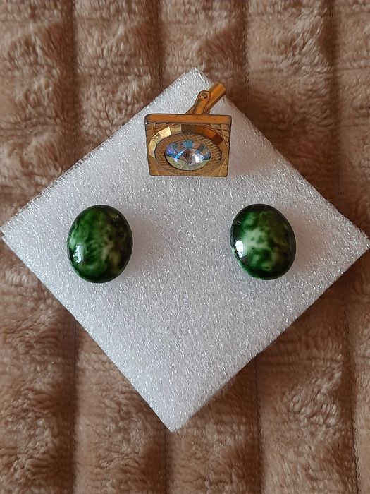 Запонки (из 70-х) натуральный камень + бонус