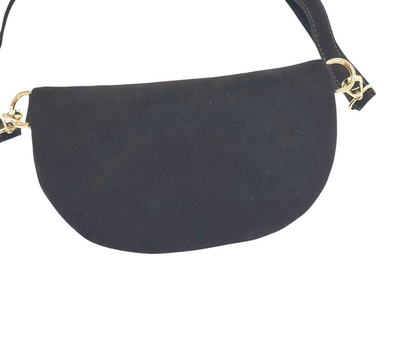 Torebka nerka saszetka brąz czekolada  LAURA BIAGGI skóra zamsz