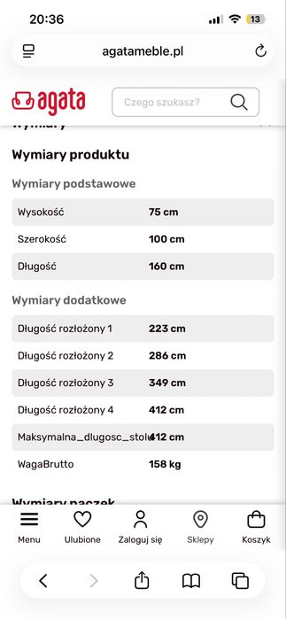 Stół KOLOS 160–412 cm + 8 krzeseł HUBERT Chesterfield | Fargotex Magic Home
