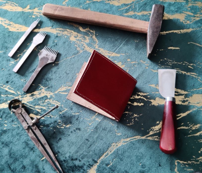 Portfel skórzany, ręcznie wykonany