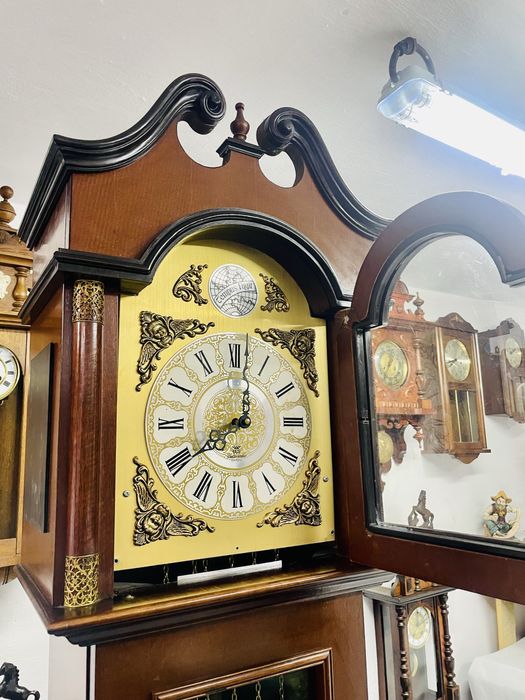 Piekny kwadransowy francuski zegar podłogowy 218 cm  8 strun gongi