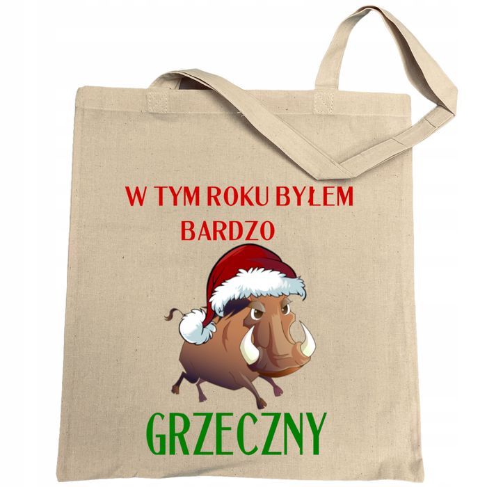 torba na zakupy nadruk święta byłem grzeczny