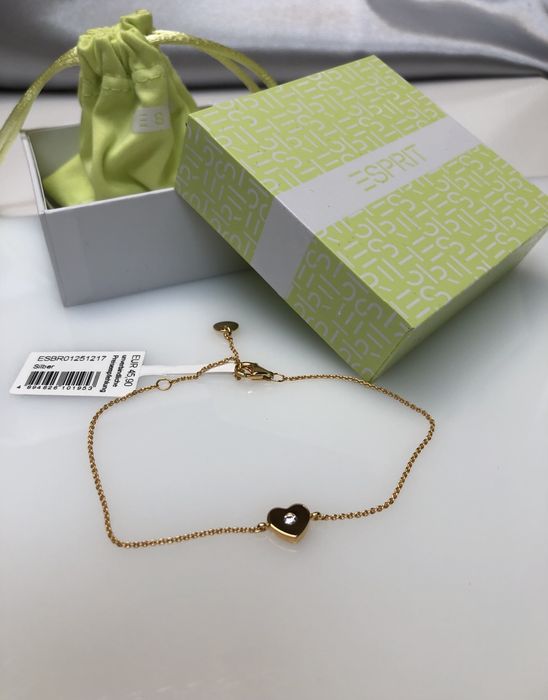 Срібний браслет Esprit, серце, позолота