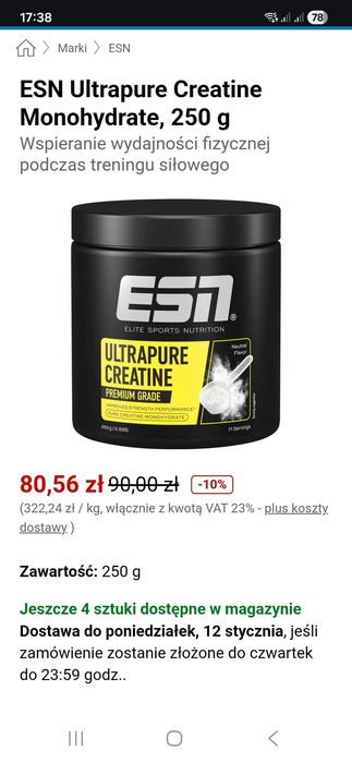 ESN Kreatyna Monohydrat 250g