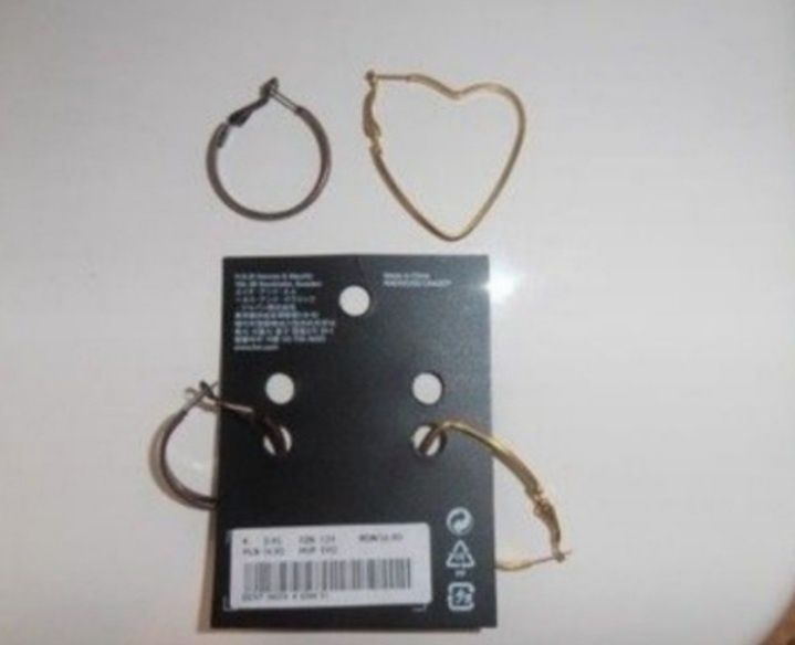 Kolczyki serca koła kółka złote złacane H&M dwie pary biżuteria