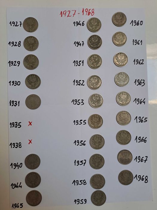 50 Centavos de 1927 a 1968