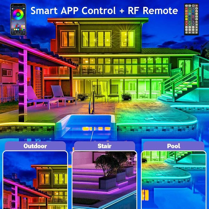 Zewnętrzna wodoodporna taśma LED 30 metrów pilot aplikacja