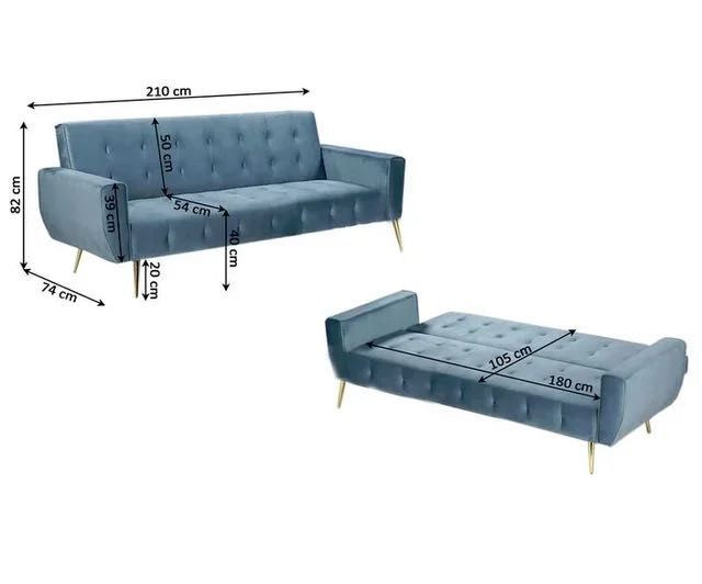 Sofá Cama Click Clack em Veludo Cinza e Preto