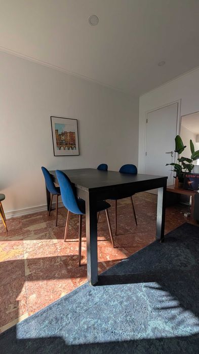 Mesa de Sala IKEA Extensível Preta Muito Grande Aberta Tampo Impecável