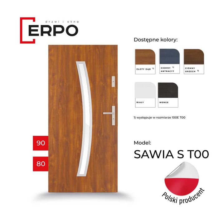 Nowe drzwi wejściowe grubość56mm złoty dąb 80 i 90 lewe, prawe