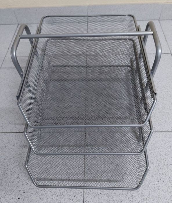 organizador /porta cartas em metal cinza