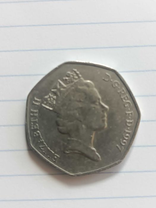 Moeda extremamente rara de 50p de 1997