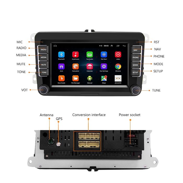 Rádio 2din Volkswagen skoda seat com GPS WiFi RDS Bluetooth NOVO